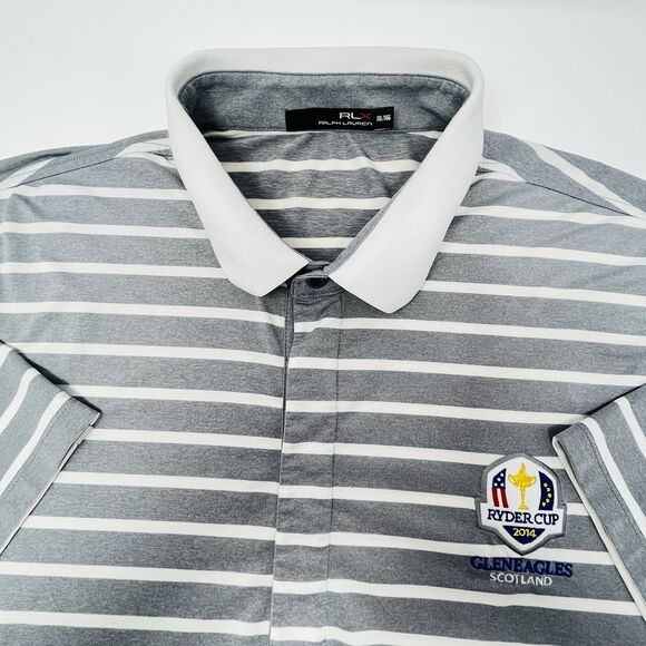 Ralph Lauren RLX Mens XXL Gray White Stripe 2014 Ryder Cup GLENEAGLES Scotland - Picture 1 of 10